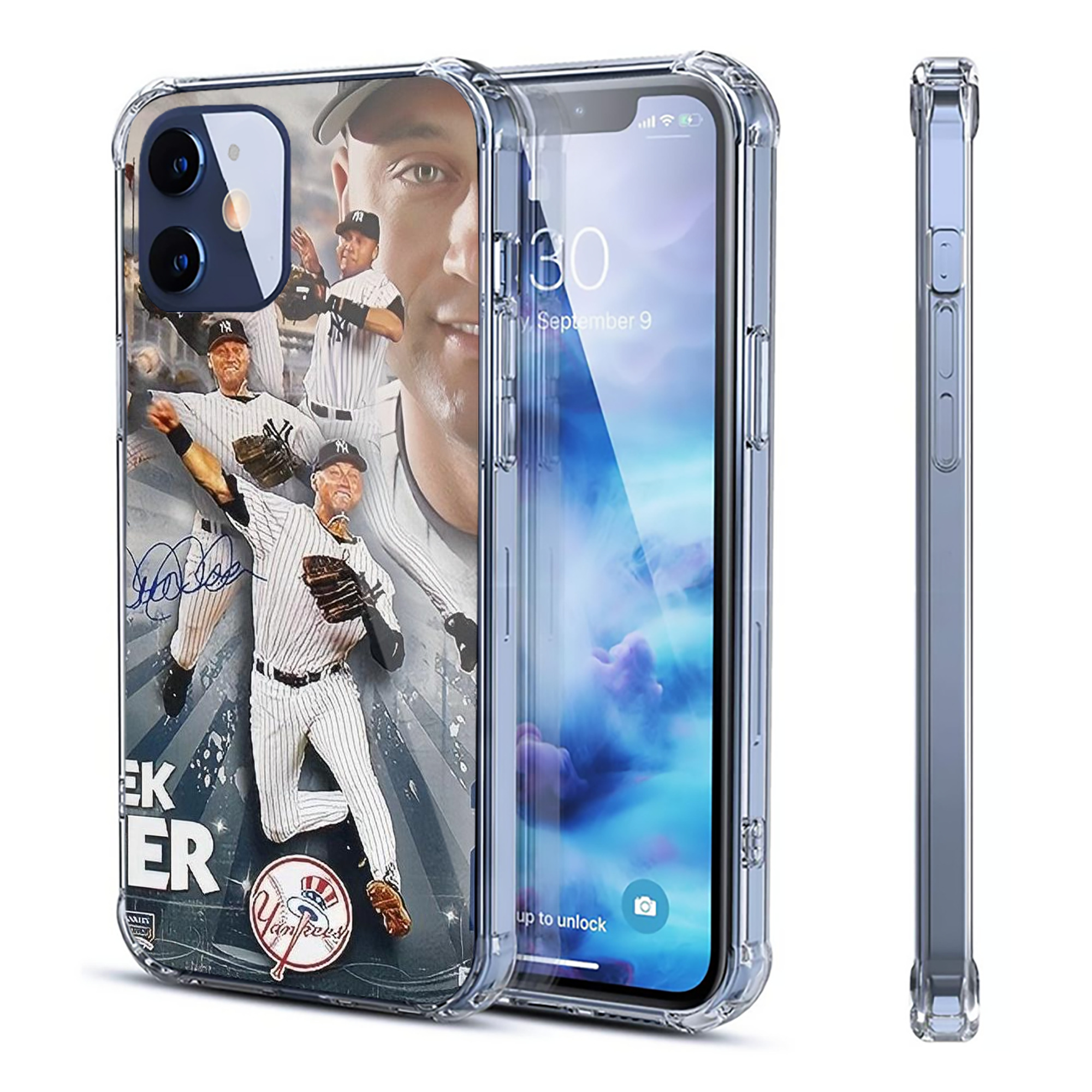 Derek Jeter 109 Clear IPhone 12 Case – Soft TPU With UV Print – Enhanced Drop Protection, Precise Fit, Anti-Fingerprint, Customizable Design, Scratch-Resistant, Yellow-Resistant